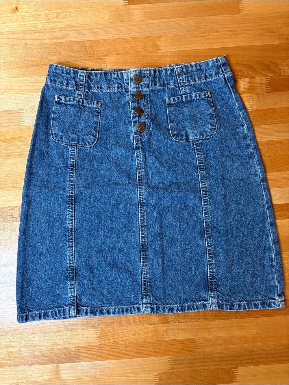 Vintage Old Navy Blue Jeans Classic Blue Denim Button-Front Skirt 100% cotton.